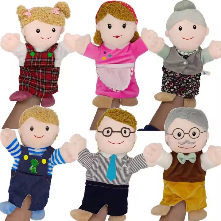 1 paquete de marionetas de Mano para Miembros DE LA Familia, marionetas de mano de Plush suave para mother, Father, hijo, hija y abuelos, juguetes de juego de rol para Padres and hijos. - 1