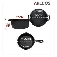AREBOS Horno holandés BBQ 2en1 Olla de hierro fundido Olla fuego Olla de cocción - details 7