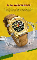 Reloj De Pulsera Deportivo De Lujo NAVIFORCE Para Hombres Cronógrafo Alarma Cuarzo Resistente Al Agua Con Display Analógico Y Digital Correa De Cuero 9163 - details 9