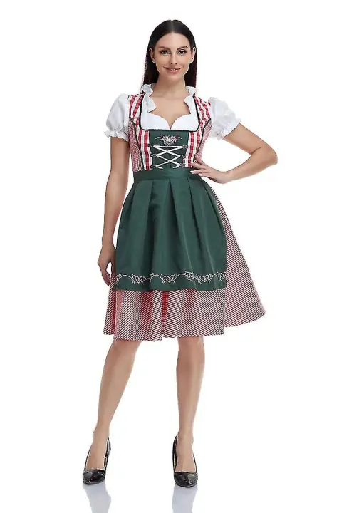 Disfraz de sirvienta de cerveza Oktoberfest para mujer, vestido tradicional bávaro Dirndl, 6 colores - 1
