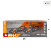 Burago - Coche McLaren SF-24 de Norris y Piastri escala 1:43, set de 2 réplicas oficiales temporada 2024, acabados detallados, diseño de competición y cuerpo metálico - details 6