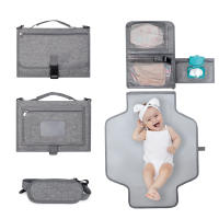 Alfombrilla De Cambio De Pañales Portátil 3 En 1 Con Bolsillos Impermeable Para Viaje Plegable Con Bolsa De Mano Para Bebés De 0 a 36 Meses - details 7