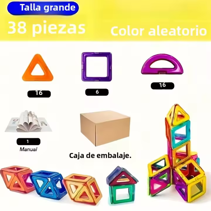 Bloques De Construcción Magnéticos Para Niños 58-38Pcs Juguetes Educativos STEM Modelos De Construcción Educativos Regalos Para Niños Aged 3-6 - 1