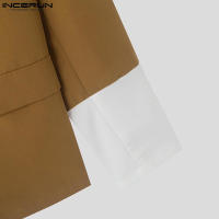 Incern Run Chaqueta De Hombre Estilo Coreano 2024 Moda Casual Con Contraste En Cuello Y Botones Multiseguros Largo Para Callejero - details 21