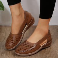 Sandalias De Tacón Alto Para Mujer 2023 Casual Suela Plancha Material De Suela De Goma Estilo Vintage Hueco Salón De Verano Zapatos Para Mujer - details 5