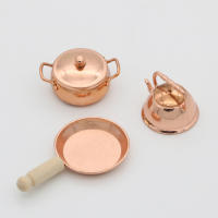Miniatura De Sartén De Bronce Para Muñecas De 1:12 Con Kit De Cocina Incluido Para Decoración De Casas De Muñecas - details 1