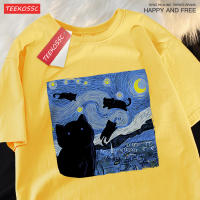 Camiseta De Algodón Respirable Para Hombre Y Mujer Con Diseño De Gato Estrellado Estilo Casual Y Amplio Para El Verano - details 15