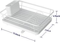 Dish Drying Rack- Space-Saving Dish Rack,Stainless Steel Kitchen Drying Rack with a Cutlery Holder,12''W x 15''L, White - details 0