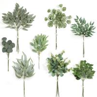 Arreglo De Hojas Verdes Artificiales Para Decoración De Hogar Y Bodas Adorno Para Ramo Novia Accesorio DIY De Jardín Y Habitaciones - details 0