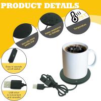 Calentador de tazas de café USB para escritorio, tazas de té, café, leche, posavasos, calentador de bebidas eléctrico inteligente, taza para bebidas con pantalla retroiluminada LED para el hogar, oficina, placa calefactora USB - details 1