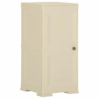 vidaXL Armario de plástico diseño madera Vanila Ice 40x43x85,5 cm en color Crema/Blanco | almacenamiento funcional diseño moderno para baño dormitorio sala - details 1