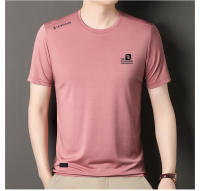 Camiseta De Hombre De Marca Alta Con Estampado De Letras Verano Nuevo Ice Silk Casual O-Neck Sin Costuras Transpirable Para Uso Diario - details 12