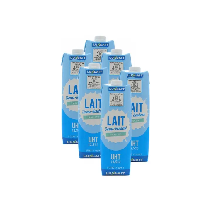 Leche Semi-Descremada LuxLait Kosher - 1L (Pack-6) - 1