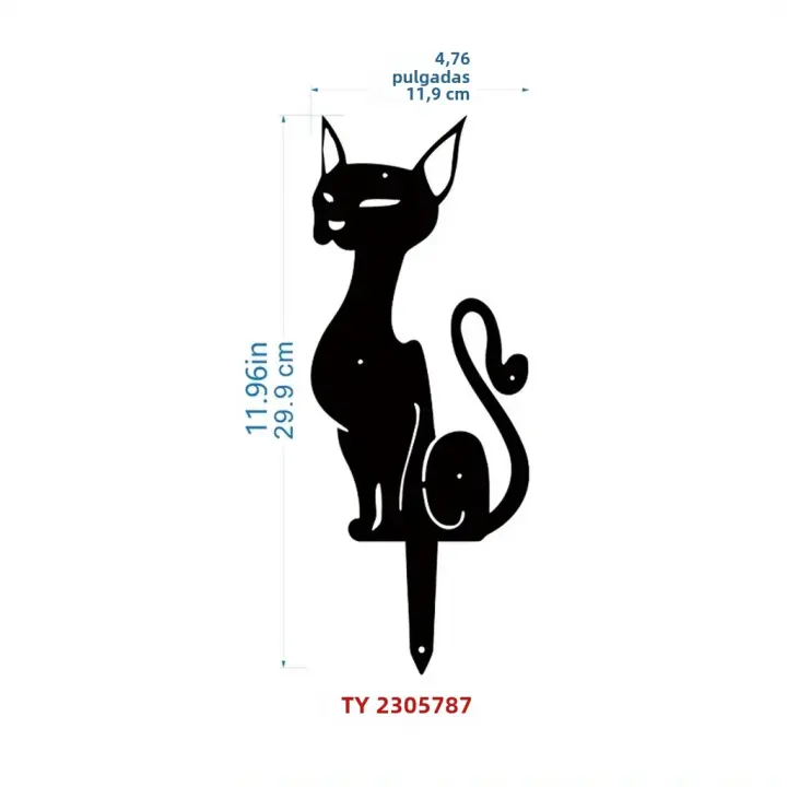Palos De Jardín De Metal En Forma De Gato Negro Decoración Exterior Estatuas De Animales De Acero Silueta De Animal Para Jardín - 1
