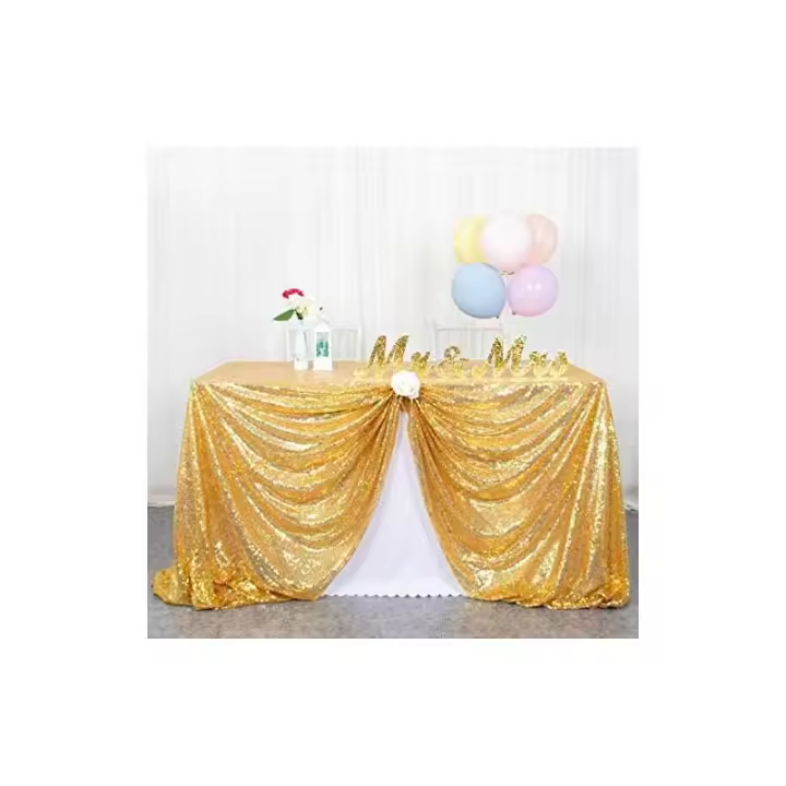 Mantel de lentejuelas de 120x180 cm, mesa de boda dorada brillante, manteles de lentejuelas, telón de fondo de lentejuelas doradas brillantes, mantel dorado brillante, mantel de Navidad desechable - 1