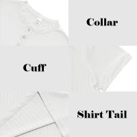 Camiseta De Hombre Estilo Moderno Con Rayas - Cuello Henley Corto Transpirable Y Suave Para Uso Casual - details 12
