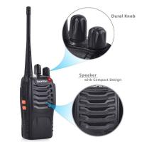 4 walkie-talkies bidireccionales UHF 400-470 MHz con auriculares originales, transmisor FM portátil de 16 canales, color negro - details 1