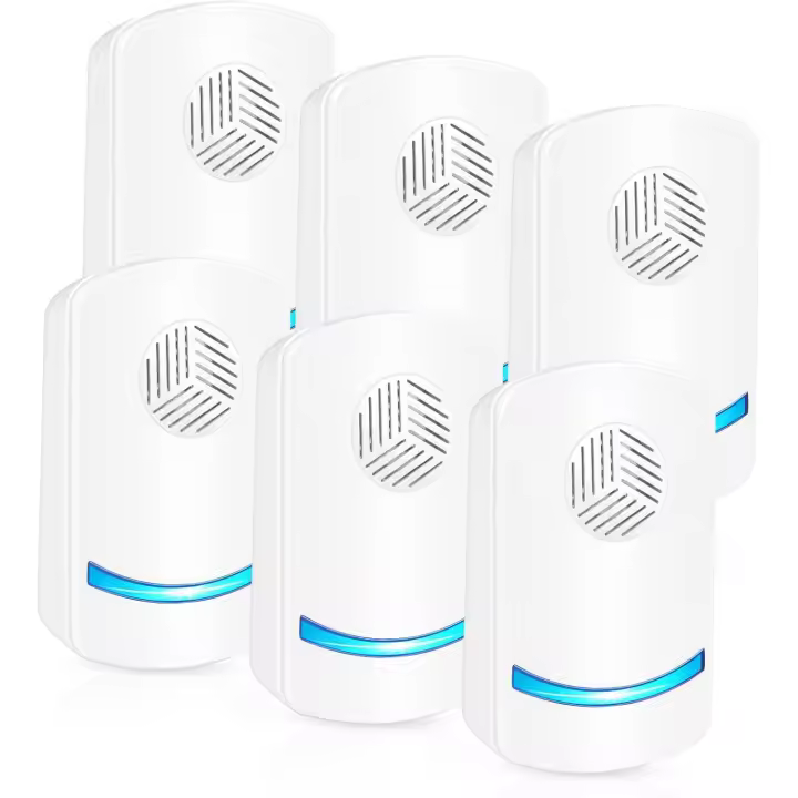 Repelente ultrasónico de Insectos, paquete de 6 repelentes electrónicos de mosquitos, Repelente ultrasónico de mosquitos para mosquitos, Moscas, Ratas, Quincas, arañas y roedores. - 1