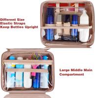 Neceser de viaje para mujer, bolsa de maquillaje colgante de piel sintética de 9 l con asa de metal a presión, gran organizador de viaje para artículos de tocador y accesorios, resistente al agua, color rosa - details 6