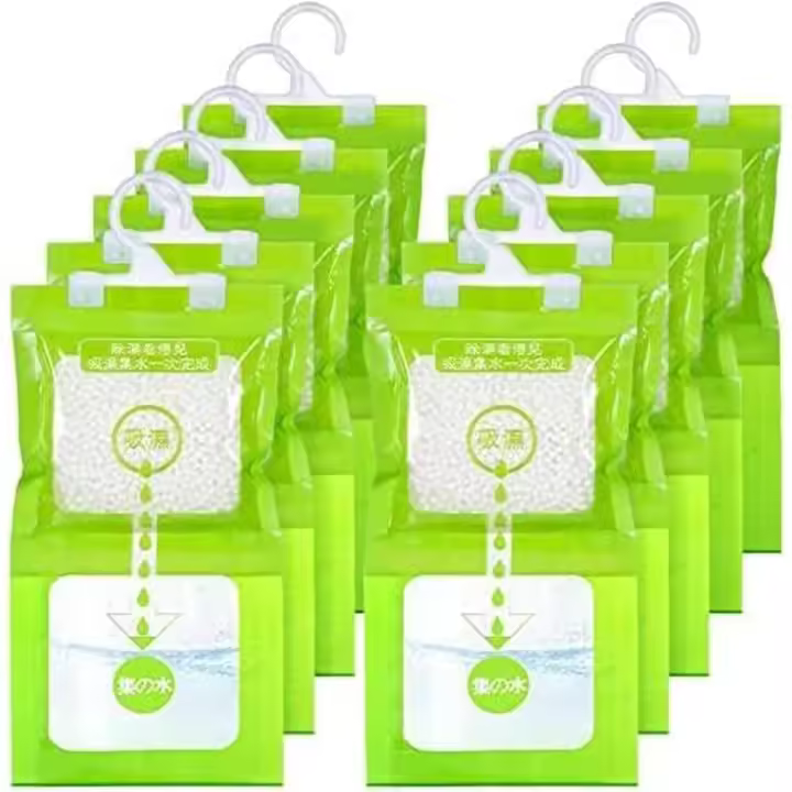 10 bolsas absorbentes de humedad de 65 g, deshumidificador de aire a prueba de moho y humedad, deshumidificador de gabinete a prueba de humedad, adecuado para sótano, armario, automóvil - 1