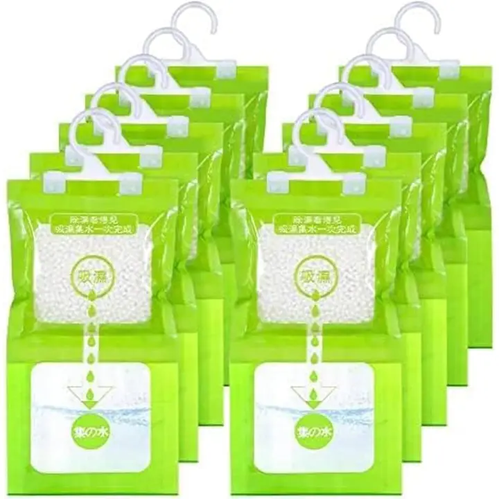 10 bolsas absorbentes de humedad de 65 g, deshumidificador de aire a prueba de moho y humedad, deshumidificador de gabinete a prueba de humedad, adecuado para sótano, armario, automóvil - 1