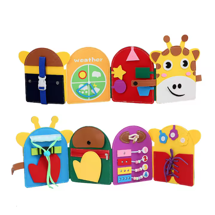 Libro Ocupado Montessori Para Niños Con Animales De Color Y Forma Educación Temprana Juguetes De Motricidad Fina Libro Quieto De Giraffa - 1