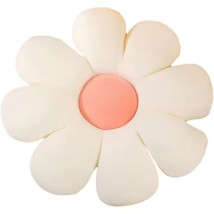 Cojín de suelo con forma de margarita, bonito cojín de felpa para silla, decoración del hogar (blanco, 38 cm) - 1