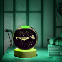 Lámpara De Noche De Cristal Con Grabado Láser 3D De Mariposa Y Ballena Decoración Moderna Policiosa Regalo De Navidad - details 0