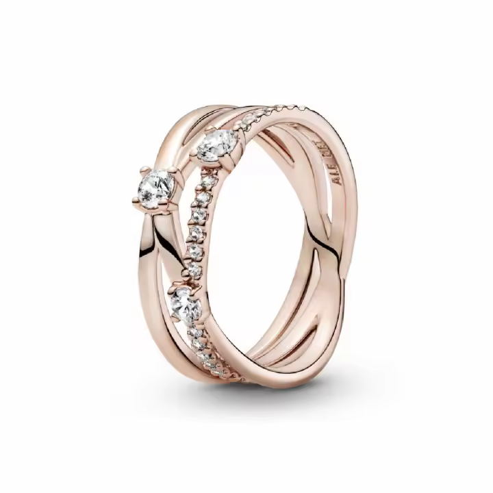 Anillo Pandora Rose Triple Banda Brillante - 1