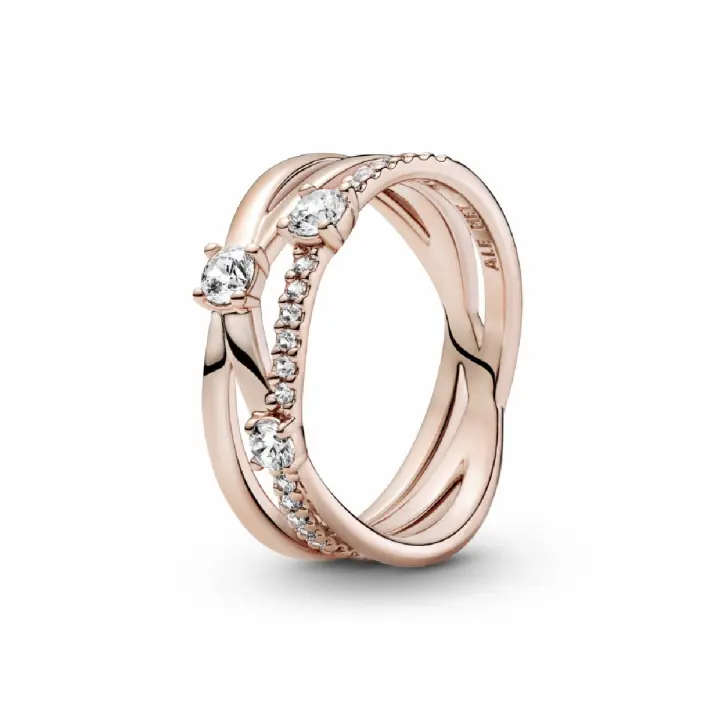 Anillo Pandora Rose Triple Banda Brillante - 1