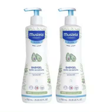 Duplo Babygel baño espuma ( 2x750ml). Mustela edición especial - 1