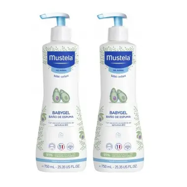 Duplo Babygel baño espuma ( 2x750ml). Mustela edición especial - 1