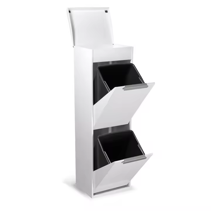 ARREGUI Ecoclas Plus Cubo de Basura y Reciclaje de Acero de 2 Compartimentos con Bandeja Superior | Cubos de Basura de Cocina | Contenedores de Reciclaje para Casa - 1