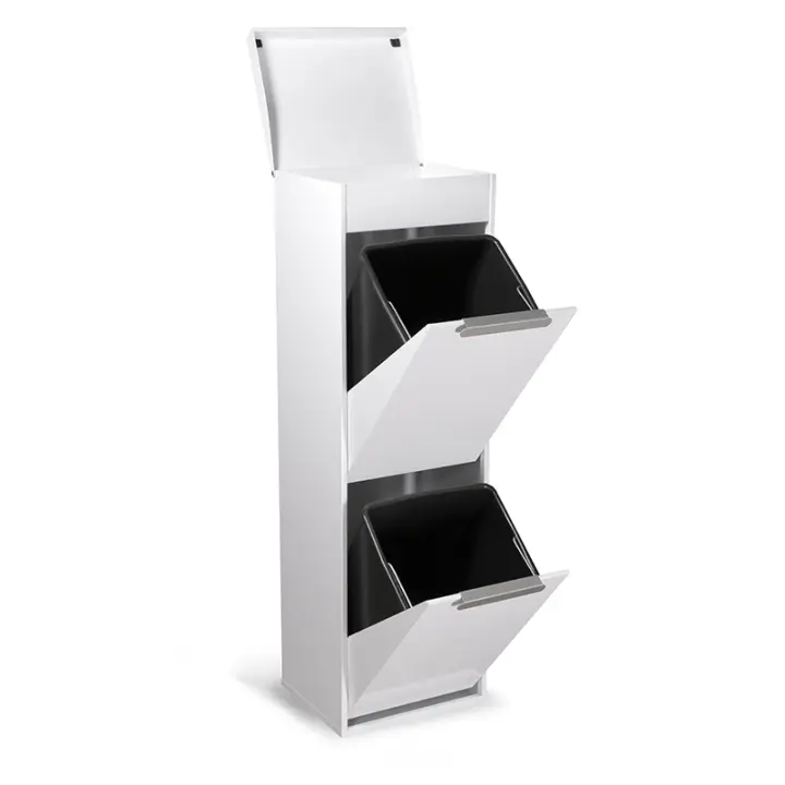 ARREGUI Ecoclas Plus Cubo de Basura y Reciclaje de Acero de 2 Compartimentos con Bandeja Superior | Cubos de Basura de Cocina | Contenedores de Reciclaje para Casa - 1
