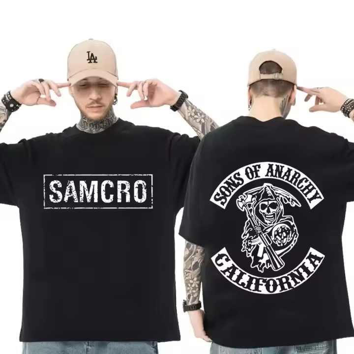 Camiseta Oversize De Hombre Y Mujer Con Estampado SAMCRO De Sons of Anarchy Moda Hip Hop Rock Verano Camisetas Transpirables Ligeros Secado Rápido Protección Solar Estirables Sostenibles - 1