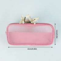 Nueva Bolsa De Maquillaje Transparente De Malla Pequeña Y Grande Organizador De Viaje Portátil Para Cosméticos Y Labiales Material De Poliéster - details 1