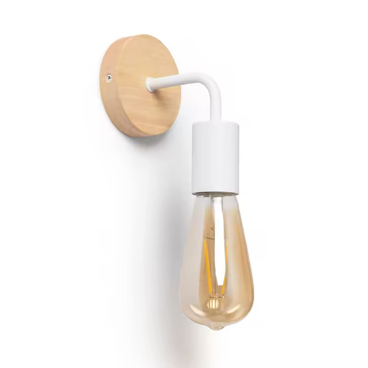 Ledkia Lámpara de Pared de Madera y Metal Jedali Blanco - 1