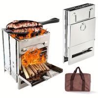 Estufa De Camping Plegable Y Portátil De Acero Inoxidable Mini Barbacoa Con Grill De Carbón Ligero Para BBQ Coreano Fuego Pit - details 1