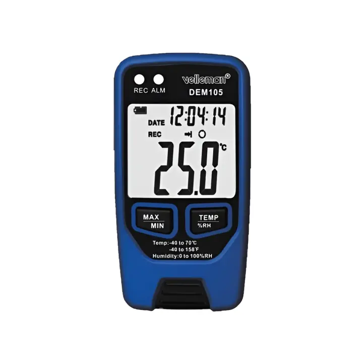 Registrador de Datos Velleman para Temperatura y Humedad con USB y Pantalla LCD - 1