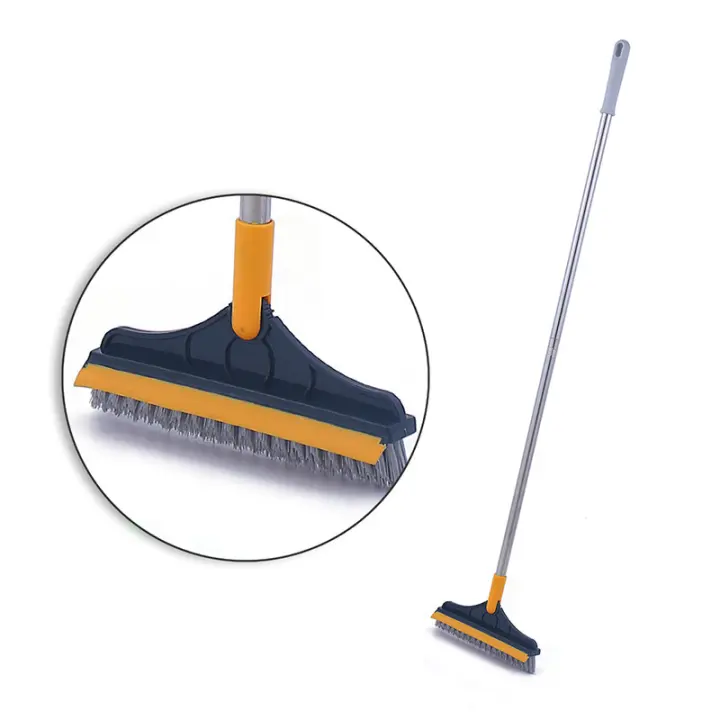 Cepillo Giratorio Para Piso Con Mango Largo Escobilla Rígida Para Limpieza De Baño Y Cocina 2 En 1 Con Escobilla Y Escobita Para Limpieza De Ranuras - 1