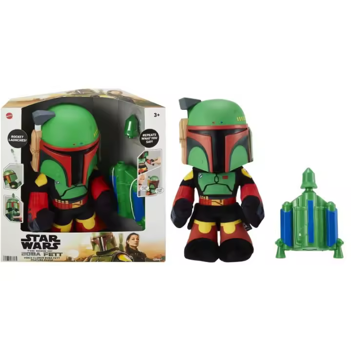 Star Wars El libro de Boba Fett Peluche Boba Fett con lanza cohetes y repite tu voz edad +3 años Mattel HHW55 CPAHHW55 - 1