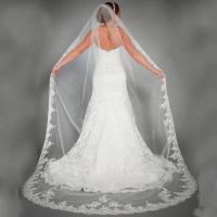 Vela De Boda Blanca De Encaje Con Aplicaciones En Tulle Longitud De Catedral 1T Vuelo De Novia Con Borde De Encaje 3 Metros Para Mujeres - details 0