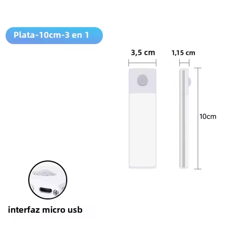 Lámpara LED Recargable USB Con Sensor De Movimiento Tres Colores En Uno Para Armario De Cocina Iluminación Interior 10/20/30/40/50cm - 1