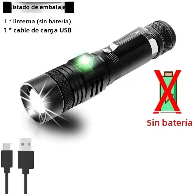 Linterna LED De Alta Potencia Zoomable Para Camping Impermeable 4 Modos De Iluminación Multi Función Cargador USB T6 Lámpara De Bolas De Aleación De Aluminio - 1