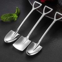 4 Pcs Stainless Steel Shovel Shape Spoon Pointed Spoon Coffee Tea Sugar Stirring Spoon Cake Dessert Spoon for Party - details 3