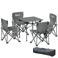 Outsunny Conjunto de Mesa y Sillas de Camping Mesa Plegable Portátil Camping con Sillas Incluye 1 Mesita 55x51x50 cm y 4 Sillones Plegables con Bolsillos Laterales y Bolsa de Transporte Gris Oscuro - details 0