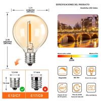 Luz De Cadena G40 Exterior Bombilla LED De Vidrio Ambarino Dimmer IP44 Impermeable Decoración Para Patio De Casa Garland De Luz Faeira Conectable - details 2