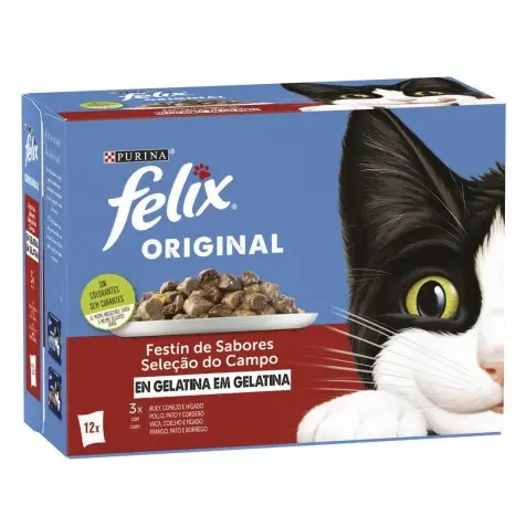 Felix Original Selección De Carnes Sobres En Gelatina Para Gatos 12 X 85 Gr - 1