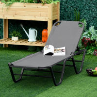 Tumbona de Playa 5 grados Alu tumbona de Jardín tumbona Texeline gris Negro 163x58,5x91cm Para Jardines y Terrazas - details 0