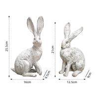 2 Piezas Elegantes Estatuillas De Conejo Para Jardín Decoración De Hogar Y Escritorio Figuras De Resina Para Escritorio Y Jardín Interior Y Exterior Decoración De Pared Con Animal Tema - details 5